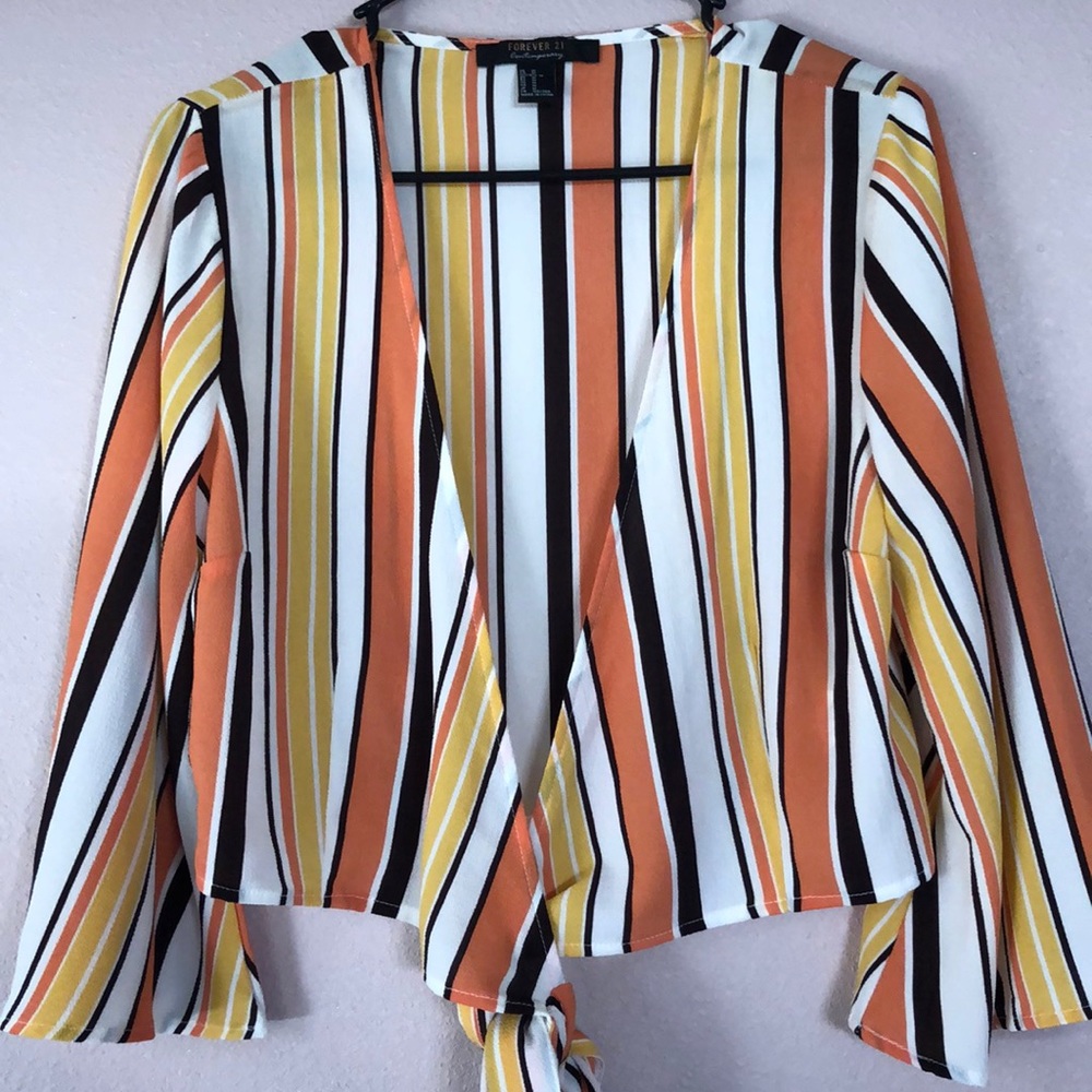 Striped Crop Top Tie-Front